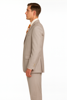 Men's Vitali  Authentic 2 Button Khaki Slim Fit Suit - Image 3