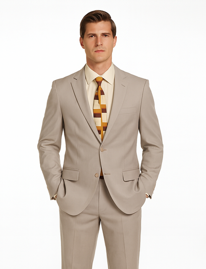 Men's Vitali  Authentic 2 Button Khaki Slim Fit Suit - Image 6