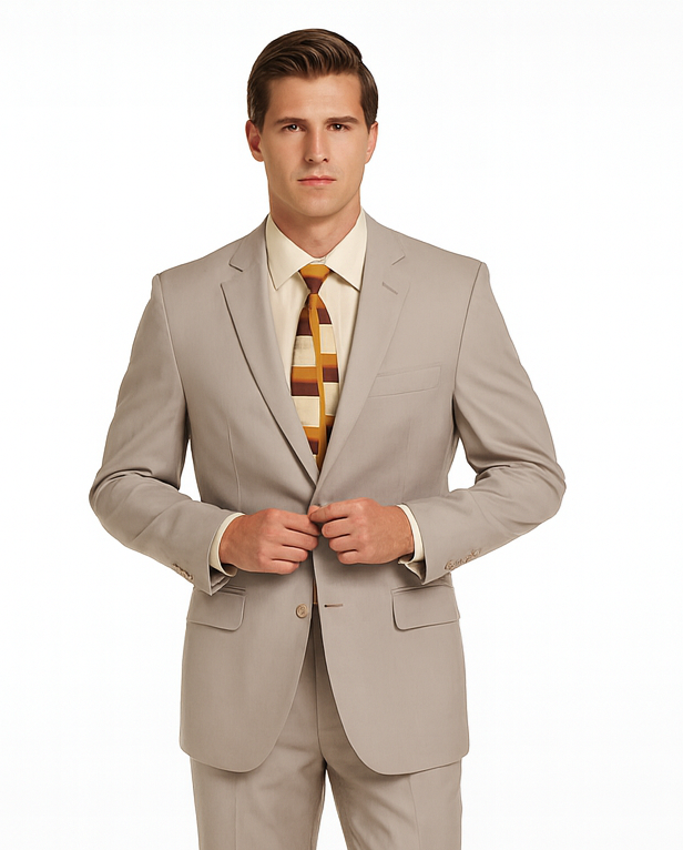 Men's Vitali  Authentic 2 Button Khaki Slim Fit Suit - Image 7