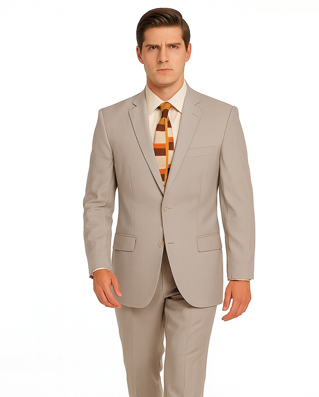 Men's Vitali  Authentic 2 Button Khaki Slim Fit Suit - Image 8