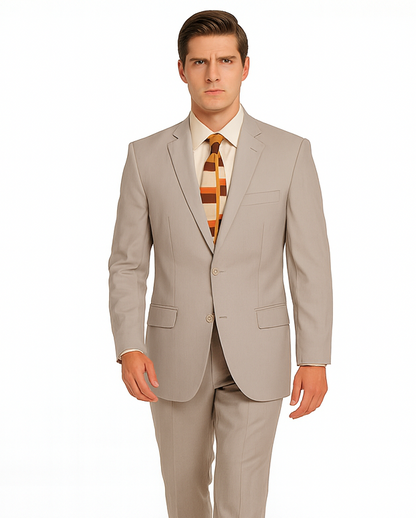Men's Vitali  Authentic 2 Button Khaki Slim Fit Suit - Image 8