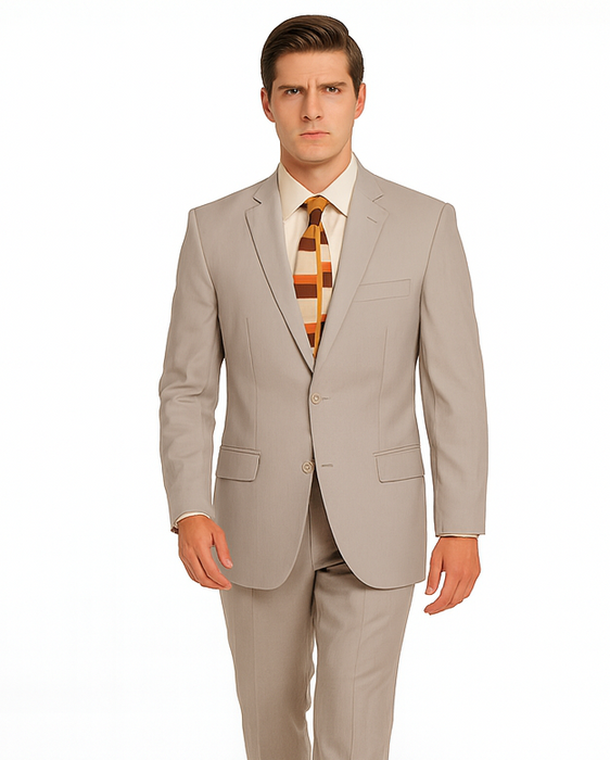 Men's Vitali  Authentic 2 Button Khaki Slim Fit Suit