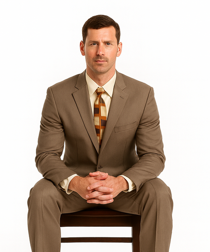 Men's Vitali  Authentic 2 Button Tan Slim Fit Suit - Image 4