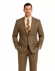 Men's Vitali  Authentic 2 Button Tan Slim Fit Suit