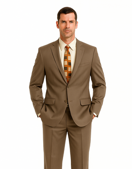 Men's Vitali  Authentic 2 Button Tan Slim Fit Suit - Image 6