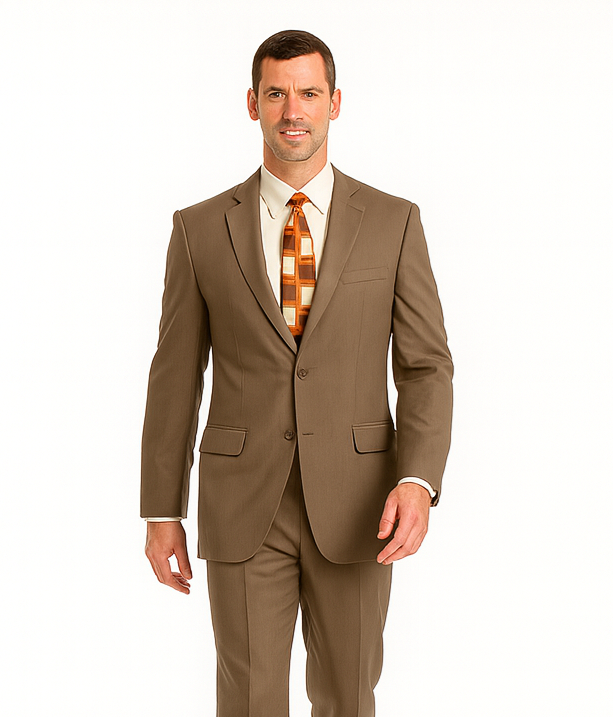 Men's Vitali  Authentic 2 Button Tan Slim Fit Suit - Image 8