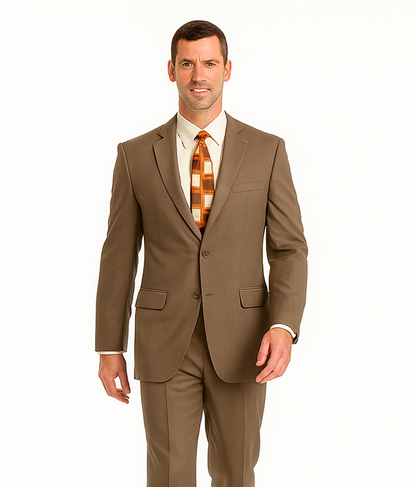 Men's Vitali  Authentic 2 Button Tan Slim Fit Suit - Image 8