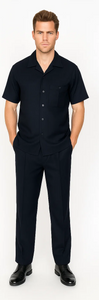 Mens Walking Suit in Color Black leisure suit causal Matching Shirt and Pants $99
