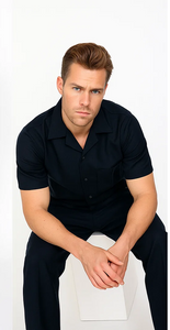 Mens Walking Suit in Color Black leisure suit causal Matching Shirt and Pants $99