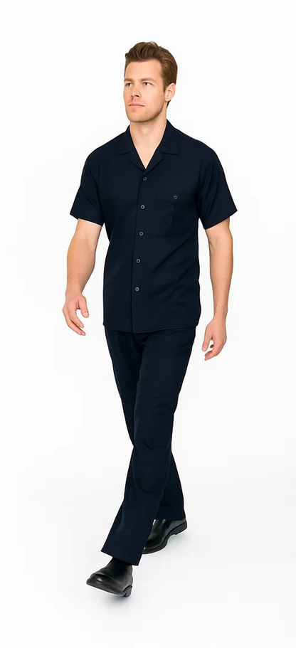 Mens Walking Suit in Color Black leisure suit causal Matching Shirt and Pants $99