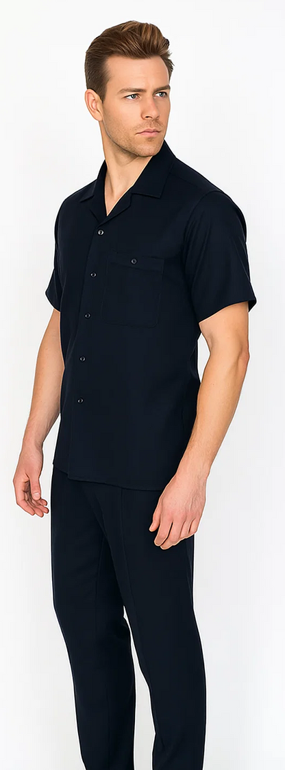 Mens Walking Suit in Color Black leisure suit causal Matching Shirt and Pants $99