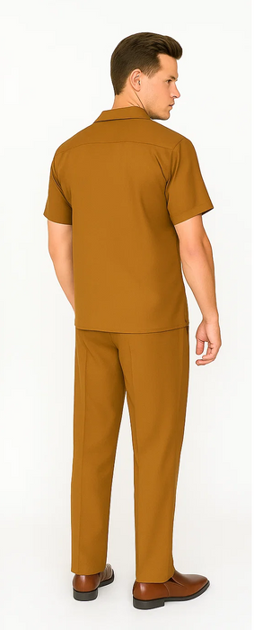 Mens Walking Suit in Color caramel  leisure suit causal Matching Shirt and Pants $99