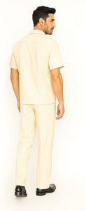 Mens Walking Suit in Color cream leisure suit causal Matching Shirt and Pants $99