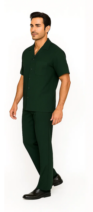 Mens Walking Suit in Color hunter green  leisure suit causal Matching Shirt and Pants $99