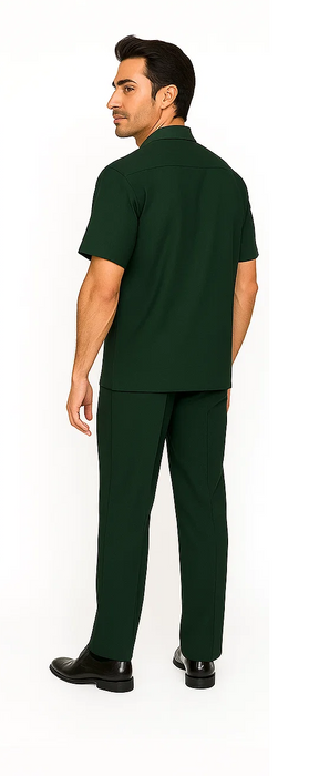 Mens Walking Suit in Color hunter green  leisure suit causal Matching Shirt and Pants $99