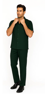 Mens Walking Suit - Big and Tall Casual Suit - Emerald Green Suit Up to 6XL Pants