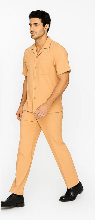 Mens Walking Suit in Color melon leisure suit causal Matching Shirt and Pants $99