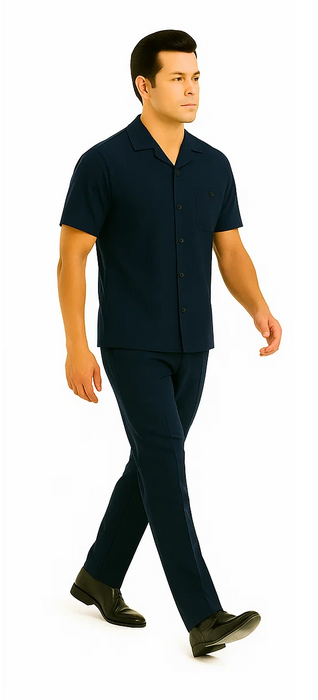 Mens Walking Suit in Color navy  leisure suit causal Matching Shirt and Pants $99