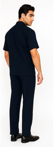 Mens Walking Suit in Color navy  leisure suit causal Matching Shirt and Pants $99