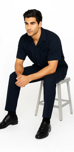 Mens Walking Suit in Color navy  leisure suit causal Matching Shirt and Pants $99