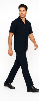 Mens Walking Suit in Color navy  leisure suit causal Matching Shirt and Pants $99