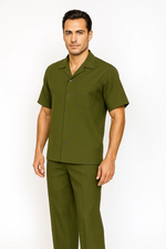 Mens Walking Suit in Color olive  leisure suit causal Matching Shirt and Pants $99