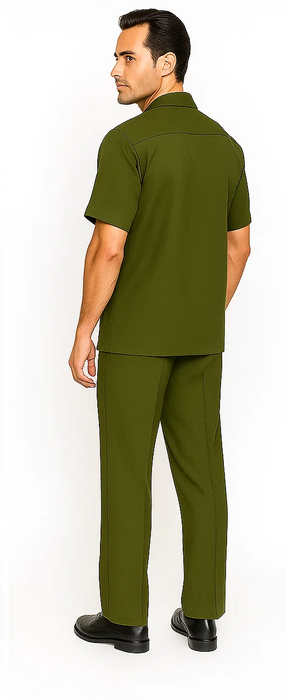 Mens Walking Suit in Color olive  leisure suit causal Matching Shirt and Pants $99
