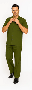 Mens Walking Suit in Color olive  leisure suit causal Matching Shirt and Pants $99