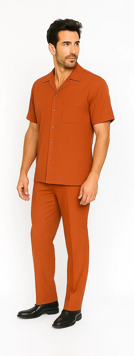 Mens Walking Suit in Color papaya leisure suit causal Matching Shirt and Pants $99