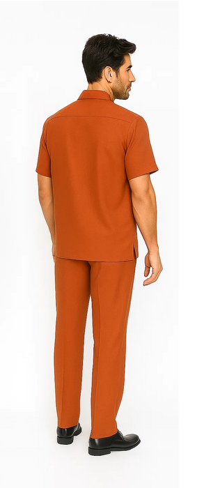 Mens Walking Suit in Color papaya leisure suit causal Matching Shirt and Pants $99