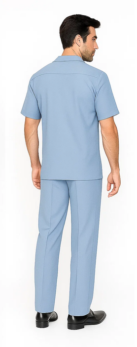 Mens Walking Suit in Color powder blue leisure suit causal Matching Shirt and Pants $99