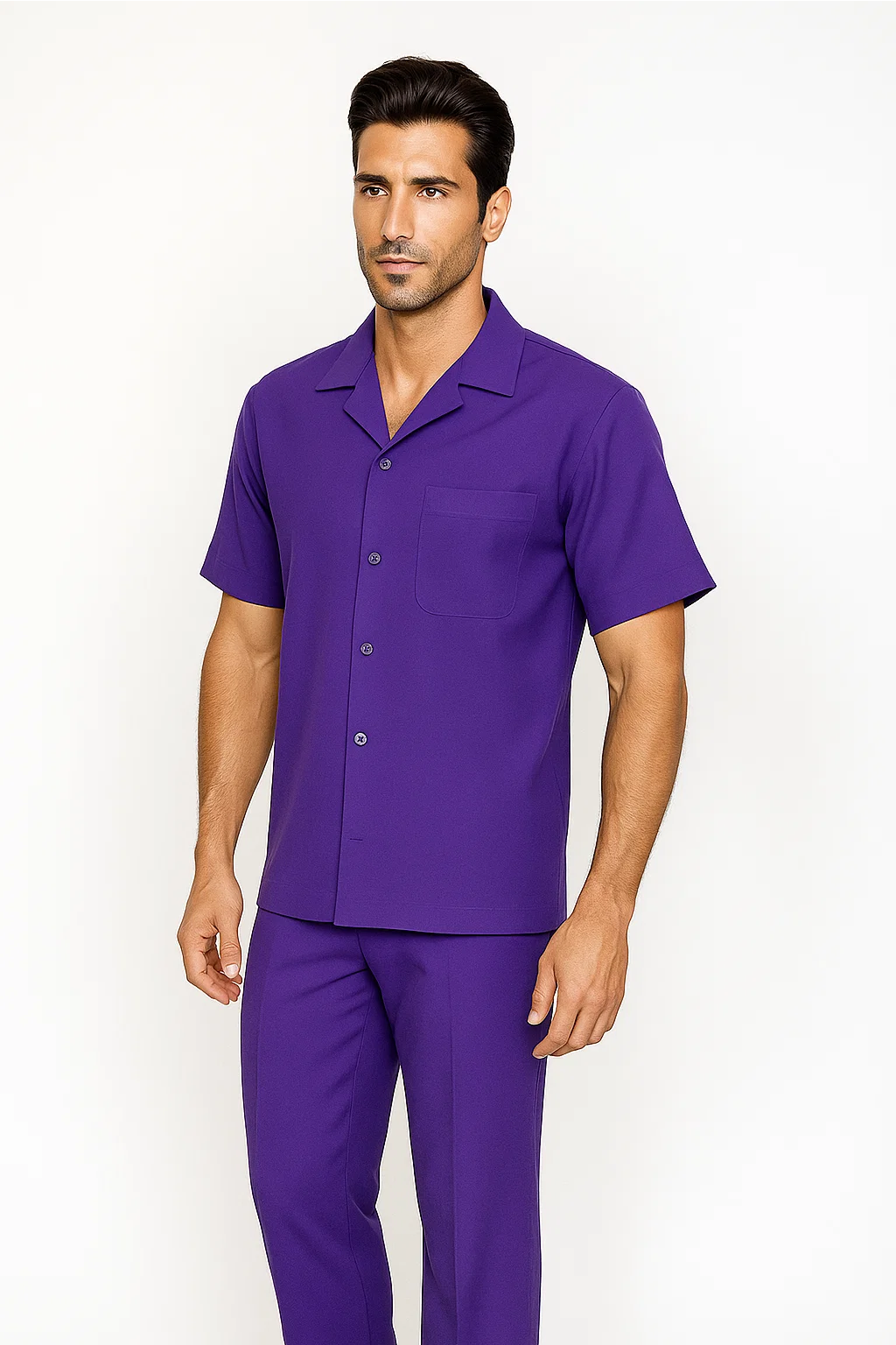 Mens Walking Suit in Color Purple leisure Suit causal Matching Shirt and Pants Purple / 6X/60