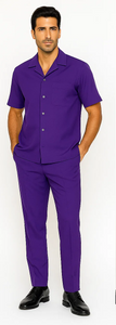 Mens Walking Suit in Color purple leisure suit causal Matching Shirt and Pants $99