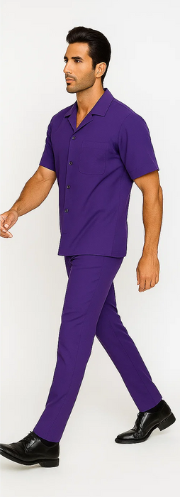 Mens Walking Suit in Color purple leisure suit causal Matching Shirt and Pants $99