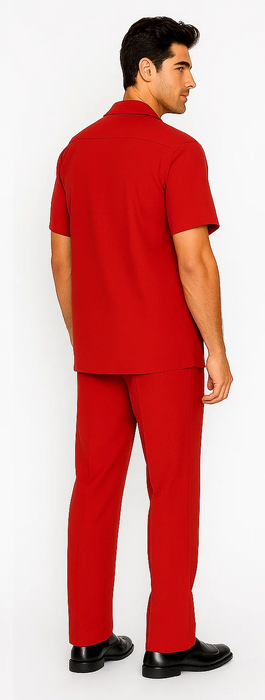 Mens Walking Suit in Color red leisure suit causal Matching Shirt and Pants $99