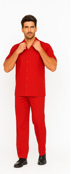 Mens Walking Suit in Color red leisure suit causal Matching Shirt and Pants $99