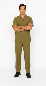 Mens Walking Suit in Color safari  leisure suit causal Matching Shirt and Pants $99