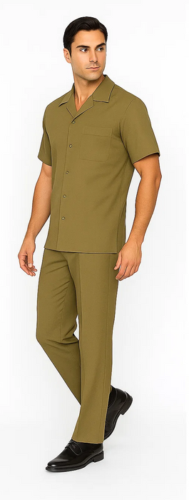 Mens Walking Suit in Color safari  leisure suit causal Matching Shirt and Pants $99