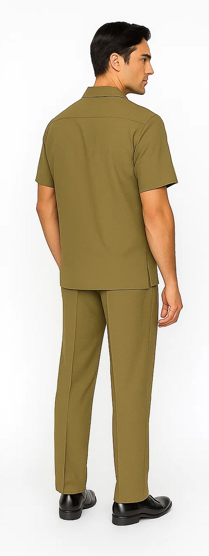 Mens Walking Suit in Color safari  leisure suit causal Matching Shirt and Pants $99