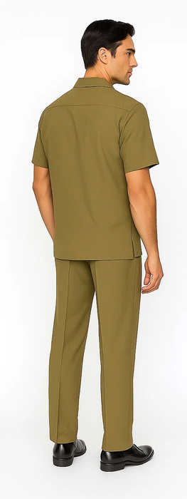 Mens Walking Suit in Color safari  leisure suit causal Matching Shirt and Pants $99