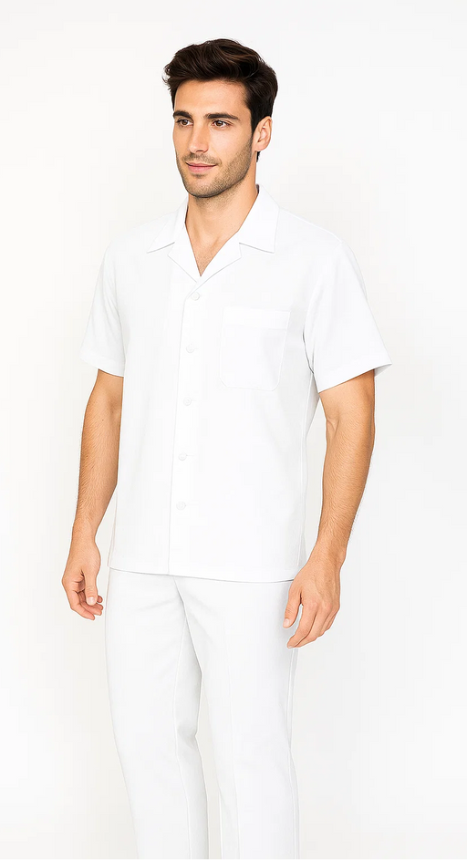 Mens Walking Suit in Color white leisure suit causal Matching Shirt and Pants $99