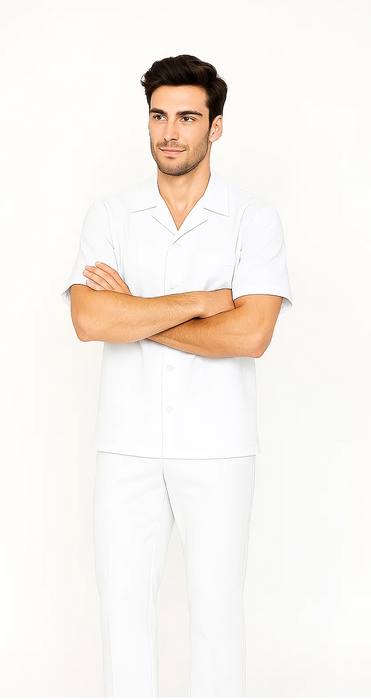 Mens Walking Suit in Color white leisure suit causal Matching Shirt and Pants $99