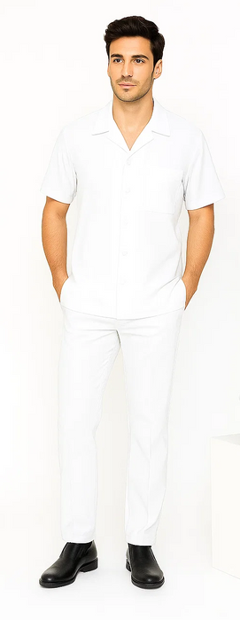 Mens Walking Suit in Color white leisure suit causal Matching Shirt and Pants $99