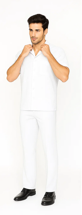 Mens Walking Suit in Color white leisure suit causal Matching Shirt and Pants $99