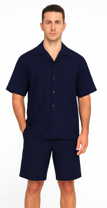 Mens Walking Suits With Shorts + Shorts Navy