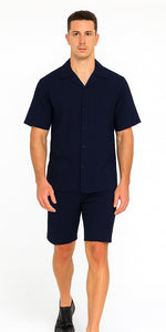 Mens Walking Suits With Shorts + Shorts Navy
