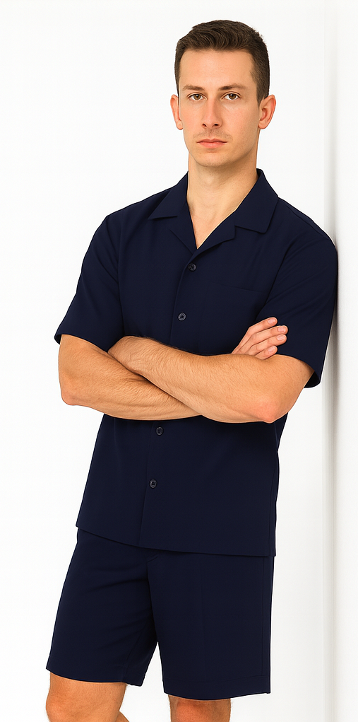 Mens Walking Suits With Shorts + Shorts Navy