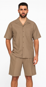Mens Walking Suits With Shorts + Shorts Oatmeal