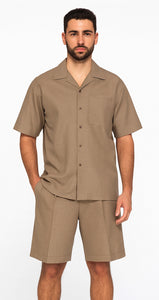 Mens Walking Suits With Shorts + Shorts Oatmeal