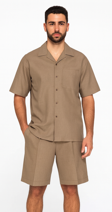 Mens Walking Suits With Shorts + Shorts Oatmeal